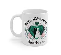 Mug Anniversaire de Mariage - Noces d'Émeraude - 40 Ans d'Amour