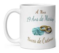 Mug anniversaire mariage 19 ans noces de cretonne tasse dix neuf ans mariage Idée Cadeau Originale mari femme couple noel fete époux épouse céramique 325ml