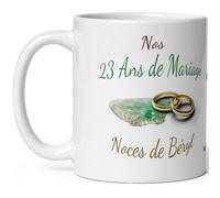 Mug anniversaire mariage 23 ans noces de Béryl tasse vingt trois ans mariage Idée Cadeau Originale mari femme couple noel fete époux épouse céramique 325ml