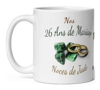 Mug anniversaire mariage 26 ans noces de Jade tasse vingt six ans mariage Idée Cadeau Originale mari femme couple noel fete époux épouse céramique 325ml