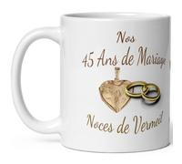 Mug anniversaire mariage 45 ans noces de Vermeil tasse quarante cinq ans mariage Idée Cadeau Originale mari femme couple noel fete époux épouse céramique 325ml
