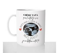 Mug Annonce de Grossesse - Tasse Cadeau Echographie - Idées Cadeaux Original Personnalisable - Futur Tata Tatie Tante