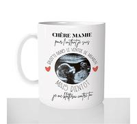 Mug Annonce de Grossesse - Tasse Cadeau Echographie - Idées Cadeaux Original - Photo Personnalisable - Futur Mamie