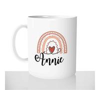 Mug Arc en Ciel Prénom - Tasse Cadeau Idées Cadeaux Original - Femme Personnalisable Coeur Collègue Amie