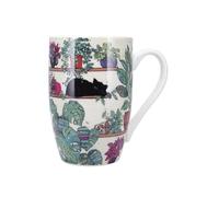 Mug arrondi + boite ouverte chaton plantes Kiub Bug Art - blanc/noir/vert - 490 ml