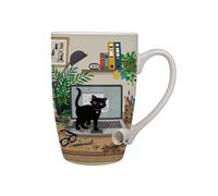 Mug arrondi XL 490ml Boite ouverte Bug Art Chaton Ordinateur - KIUB