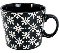 Mug Art 600 ml, fleur gris foncé/beige