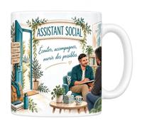 Mug Assistant Social - Écouter, Accompagner, Ouvrir des Possibles | Mug Céramique 330 ml | Idée Cadeau Original Homme Femme | Passe au Lave-Vaisselle et au Micro-Ondes | Imprimé en France