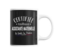 Mug - Assistante Maternelle - Noir - Céramique - Cylindrique - 325 Ml