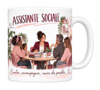 Mug Assistante Sociale - Écouter, Accompagner, Ouvrir des Possibles | Mug Céramique 330 ml | Idée Cadeau Original Homme Femme | Passe au Lave-Vaisselle et au Micro-Ondes | Imprimé en France