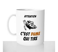 Mug Attention C'est Chasseur Qui Tire - Tasse Cadeau Idées Cadeaux Original - Prénom Personnalisable - Chasse Corse Sanglier