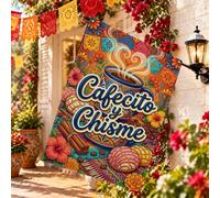 Mug avec citation du café mexicain et des conversations avec drapeau de | Art mexicain, drapeau de pelouse, pâtisseries concha, bâtons de cannelle, thème café du matin, décoration de jardin