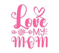 Mug avec citation « J'aime ma mère » pour la fête des mères Stickers muraux 65.6x79.7cm Culture du tatouage Rose