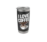 Mug avec inscription « I Love Coffee Beans » Gobelet isotherme en acier inoxydable double paroi