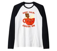 Mug avec Inscription Keep Calm Cocoa on Cute Hot Chocolate Manche Raglan