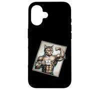 Mug avec inscription « Strong Cat Coffee Lover Muscles » Coque pour iPhone 16