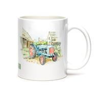 Mug avec inscription « Tractor Lovers Pottery » avec image de tracteur « Old Fordson Major » des deux côtés. Passe au lave-vaisselle et au micro-ondes (AC078)
