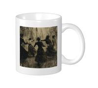 Mug avec inscription « Witch » - Motif forêt vintage - Arbre - Jolie sorcière - Danse rétro - Noir et blanc - En céramique - Non renversable - Collection Bureau de salle de sport - Camping - Chambre à
