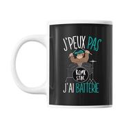 Mug Batterie Musique J'peux Pas Noir Tasse Cadeau Personnalisé