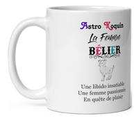 Mug Bélier femme coquine - Tasse humour Signe Astro Koquin Bélier - Mug signe astrologique drôle - Qualité Cadeau Original Anniversaire Noël Fête fille collègue amie céramique 325ml petit déjeuner