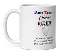Mug Bélier Homme coquin - Tasse humour Signe Astro Koquin Bélier - Mug signe astrologique drôle - Qualité Cadeau Original Anniversaire Noël Fête garçon collègue ami céramique 325ml petit déjeuner