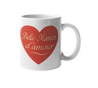 Mug Belle-Maman d’Amour - Cadeau Belle-Mère Original - Tasse coeur rouge Amour - Idée Cadeau Anniversaire, Fête, Noël - Cadeau Femme Belles-Mères - Mug Céramique 330 ml (Bel-Maman)