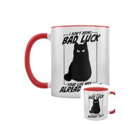 Mug bicolore avec inscription « I Don't Bring Bad Luck » - Intérieur rouge