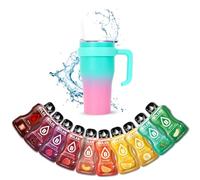 Mug Bicolore Isotherme avec Paille et Poignée | Gourde 60 cl en Inox + 10 sticks 9g de Poudre pour Boissons BOLERO saveurs classiques Sans Sucre ni Colorants Artificiels | Coloris Rose/Bleu