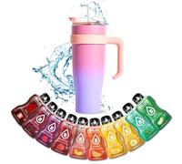 Mug Bicolore Isotherme avec Paille et Poignée | Gourde XXL en Inox et 10 sticks 9g de poudre pour Boisson BOLERO saveurs classiques Sans Sucre ni Colorants Artificiels | Coloris Rose/Violet