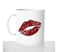 Mug Bisou Rouge à Lèvres Sexy - Tasse Cadeau Idées Cadeaux Original - Femme Bouche - Pour Homme Collègue Drôle