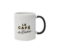 Mug "bistrot" en céramique coloris blanc et noir (30cl) - -