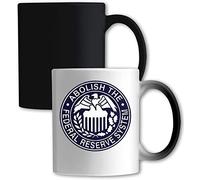 Mug blanc à changement de couleur avec inscription « Abolish The Federal Reserve System United States Eagle »