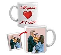 Mug Blanc avec Image/Photo et Texte 100% Personnalisable - Tasse en Céramique Résistante à la Chaleur - Cadeau pour Maman Personnalisé et Original - Idée Cadeau pour Fête des Mères - 330 Millilitres