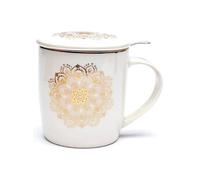 Mug blanc en porcelaine avec infuseur métal - Mandala