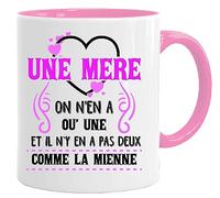 Mug Bonne Humeur ta Gueule | Tasse avec Message et Dessin Amusant (Une mère, on n'en a qu'une et il n'y en a pas deux comme la mienne) | idée Cadeau Humour Maman Original Anniversaire Fête de Mères