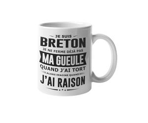 Mug Breton je ne ferme pas ma gueule - Cadeau Humour Bretagne - Idée Cadeaux BZH, Breizh, Anniversaire, Noël, Fête des Pères - Tasse 330 ml céramique pour un Super Breton