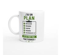Mug Bricolage J'Ai Un Plan Réfléchir Mesurer Couper Maudire Recommencer | idée cadeau originale
