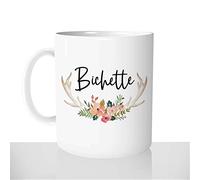 Mug-Cadeau Bichette Fleurs - Tasse Café Idée Cadeau Original Femme Mignon Biche Collègue Couple Fleurs Noël Anniversaire