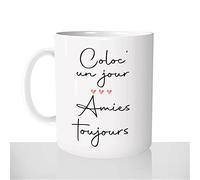Mug-Cadeau Coloc Un Jour Amies Toujours - Tasse Photo Idée Cadeau Original Colocataire Colocation Amitié - Noël Anniversaire