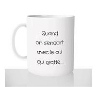 Mug-Cadeau Cul qui Gratte - Tasse Idée Cadeau Original Doigts qui Puent Coluche Citation Humoristique - Noël Anniversaire