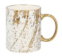 Mug cadeau en porcelaine blanche et dorée, 340 ml