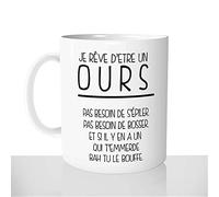 Mug-Cadeau Etre Un Ours - Tasse Café Thé Idée Cadeau Original Animal Flemme Collègue Ami - Noël Anniversaire
