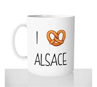 Mug-Cadeau I Love Alsace - Tasse Café Thé Idée Cadeau Original France Région Française Bretzel - Noël Anniversaire