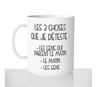 Mug-Cadeau Je Déteste le Matin Réveil - Tasse Café Thé Idée Cadeau Original Mauvaise Humeur - Noël Anniversaire