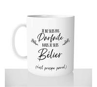 Mug-Cadeau Je Ne Suis Pas Parfaite Je Suis Bélier - Tasse Idée Cadeau Original Femme Signe Astrologique Noël Anniversaire