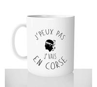 Mug-Cadeau J'peux Pas J'vais en Corse - Tasse Idée Cadeau Original Vacances Tête de Maure - Noel Anniversaire