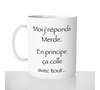 Mug-Cadeau Moi J'réponds Merde - Tasse Idée Cadeau Original Kaamelott Leodagan Citation - Offrir Anniversaire Noël