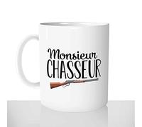 Mug-Cadeau Monsieur Chasseur - Tasse Idée Cadeau Original Homme Collègue Chasse Fusil - Noel Anniversaire