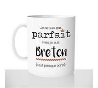 Mug-Cadeau Pas Parfait Mais Breton - Tasse Café Idée Cadeau Original Homme Bretagne Région - Noël Anniversaire