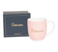 DRAEGER PARIS 1886 | Mug en Céramique Rose Princesse 320ml | Cadeau Chic pour Amie, Copine ou Collègue | Design Géométrique & Message Doré | Avec Coffret Cadeau Élégant